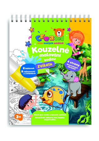 Kouzelné malování vodou/blok s tužkou zvířátka created 4 listy 17x23x2cm