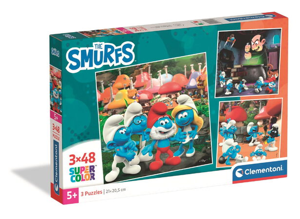 Clementoni - Puzzle 3x48 Čtvercové Šmoulové