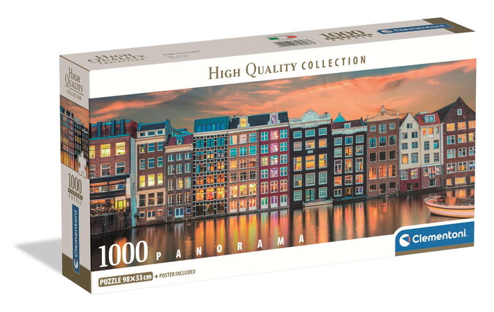 Clementoni - Puzzle 1000 Panorama Zářivý Amsterdam