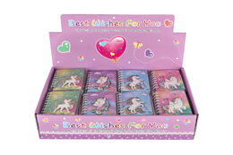 Zápisník/blok jednorožec kroužkový 9,5x12cm 4 druhy v sáčku 50ks v boxu