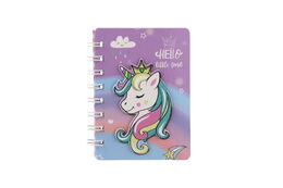 Zápisník/blok jednorožec kroužkový 9,5x12cm 4 druhy v sáčku 50ks v boxu