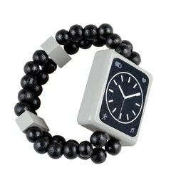 Hodinky náramkové dřevěné oboustranné růžové na kartě