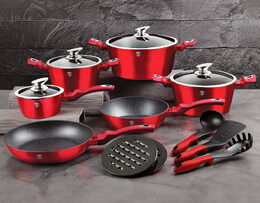 BERLINGERHAUS Sada nádobí s mramorovým povrchem 18 ks Burgundy Metallic Line BH-7035