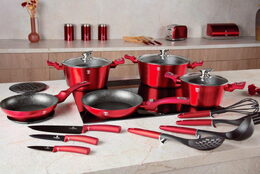 BERLINGERHAUS Sada nádobí s mramorovým povrchem 18 ks Burgundy Metallic Line BH-7035