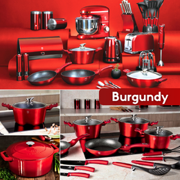 BERLINGERHAUS Sada nádobí s mramorovým povrchem 18 ks Burgundy Metallic Line BH-7035