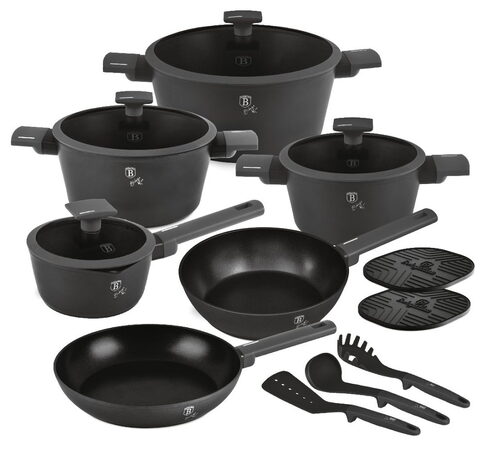 Sada nádobí Berlingerhaus s titanovým povrchem 15 ks Antracit Collection