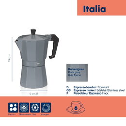 KELA Konvice na espresso tmavě šedá 19,0cm 9,0cm 300 ml KL-10561