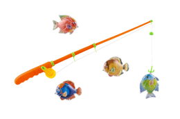 Hra ryby/rybář magnetické plast 4ks+prut plast 44cm asst 2 barvy na kartě