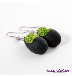 Živé šperky - Náušnice Slza černé s lišejníkem