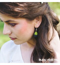 Živé šperky - Náušnice Slza černé s lišejníkem