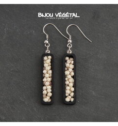 Živé šperky - Náušnice Jardiniere černé s trvalými bílými květy