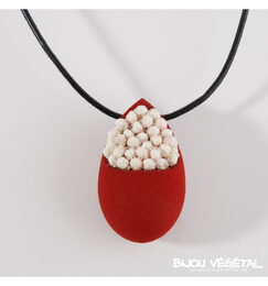Živé šperky - Náhrdelník Slza červený s trvalými bílými květy