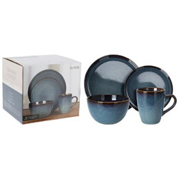 EXCELLENT HOUSEWARE Jídelní sada talířů JERSEY kamenina 16 ks  modrá KO-Q97001190