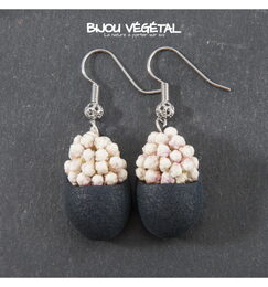 Živé šperky - Náušnice Slza černé s trvalými bílými květy