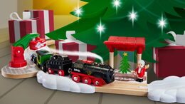 Vláčkodráha Vánoční sada s parní lokomotivou na baterie