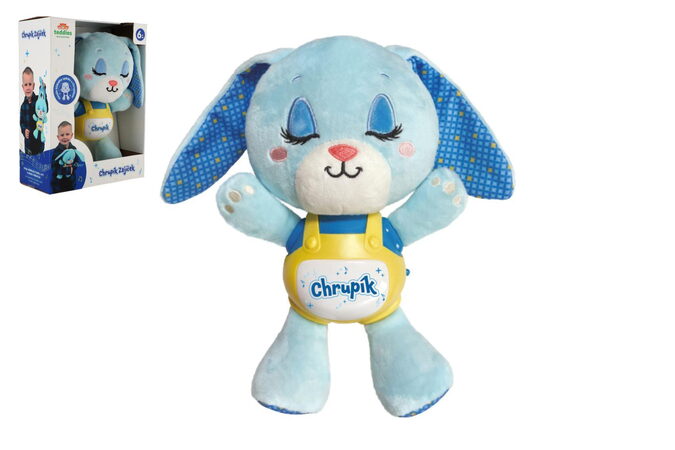 Zajíček Chrupík usínáček plyš/plast na baterie se zvukem se světlem v krabici 22x30x10,5cm 6m+