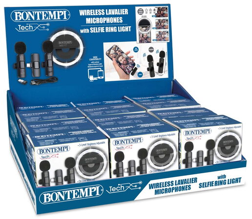 Mini kruhové světlo s dvěma bezdrátovými klopovými mikrofony