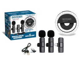 Mini kruhové světlo s dvěma bezdrátovými klopovými mikrofony