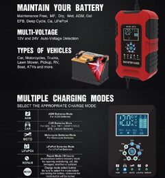 Nabíječka Carspa CFG12/24-10 pro olověné a LiFePO4 baterie