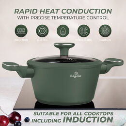 BERLINGERHAUS Sada nádobí s titanovým povrchem 15 ks Matte Green Collection BH-8208