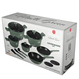 BERLINGERHAUS Sada nádobí s titanovým povrchem 15 ks Matte Green Collection BH-8208
