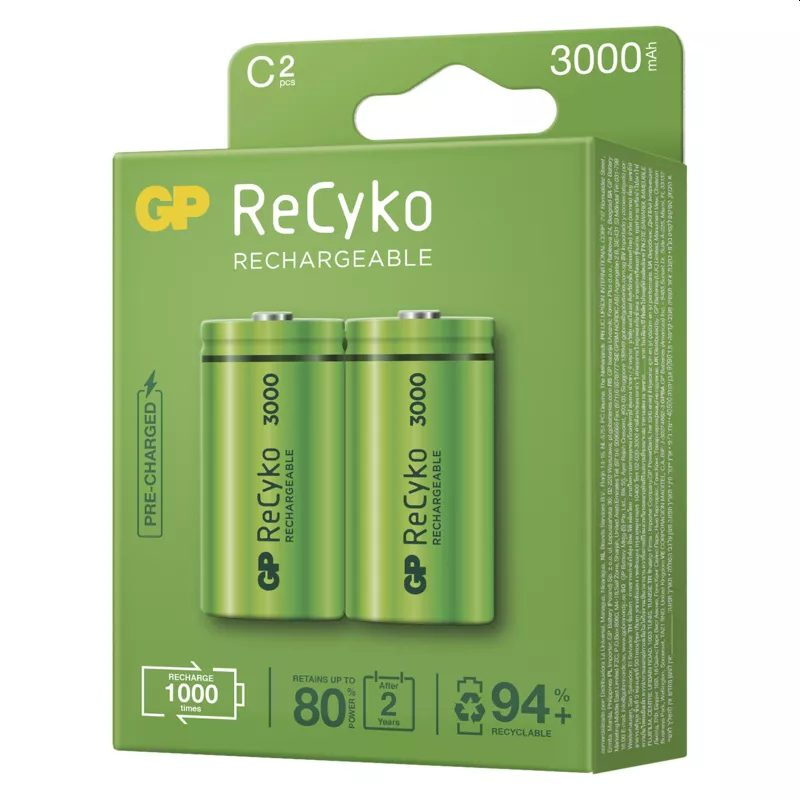 GP C ReCyko 3 000 mAh, nabíjecí, 2 ks PP, (HR14)
