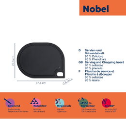 KELA Prkénko krájecí NOBEL černá 37,0x27,5x0,6 cm KL-12864