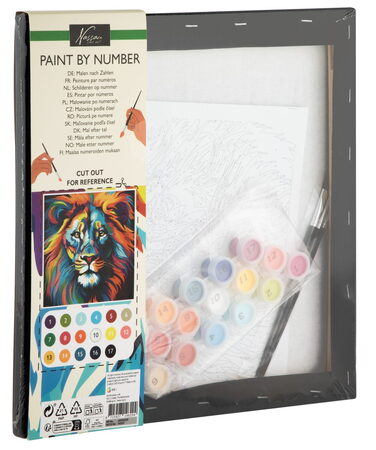 Malování podle čísel na černé plátno lev