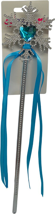 Plastová hůlka s vločkou zdobená modrou stuhou