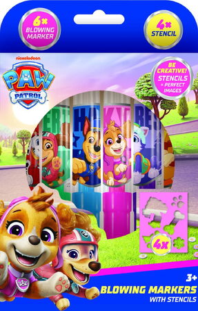 Fixy foukací 6ks se šablonami pro holky Tlapková patrola/Paw patrol v krabičce 12x19cm