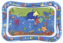 Vodní podložka mořská zvířátka nafukovací 65x48cm s pumpičkou v plastové tašce 18x19cm 4m+