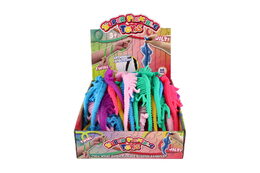 Hračka antistresová kostra dinosaura natahovací silikon 22cm 6 barev 60ks v boxu