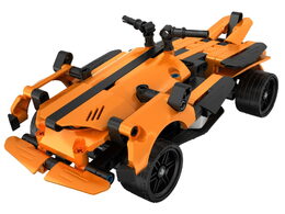 Stavebnice iM.MASTER 2v1 auto na zpětné natažení plast 278 dílků oranžové v krabici 29x20x6cm