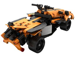 Stavebnice iM.MASTER 2v1 auto na zpětné natažení plast 278 dílků oranžové v krabici 29x20x6cm