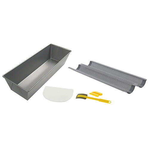 Sada na pečení de Buyer, 4713.00, box HOMEBREAD, forma na chleba, plech na 2
bagety, čepel a škrabka