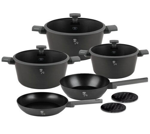 BERLINGERHAUS Sada nádobí s titanovým povrchem 10 ks Antracit Collection BH-8140