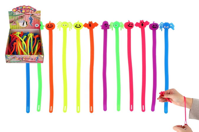Hračka antistresová halloween natahovací silikon 20cm 6 druhů 90ks v boxu