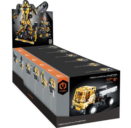 Stavebnice iM.MASTER stavební stroj plast 6 druhů v krabici 20x15cm 6ks v boxu