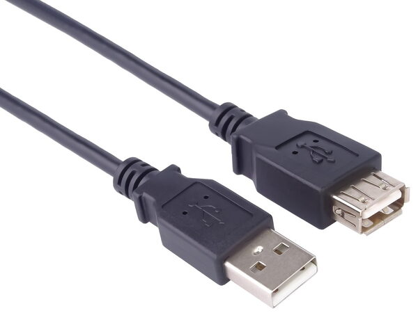 Kabel PremiumCord USB 2.0 A-A M/F 1m, prodlužovací, černý