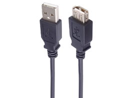 Kabel PremiumCord USB 2.0 A-A M/F 1m, prodlužovací, černý