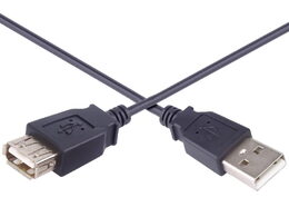 Kabel PremiumCord USB 2.0 A-A M/F 1m, prodlužovací, černý