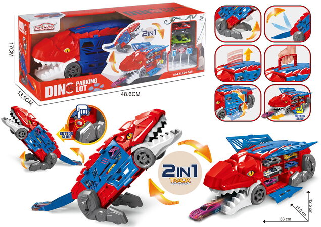 Transformující se dinosaurus 2v1 garáž s katapultem