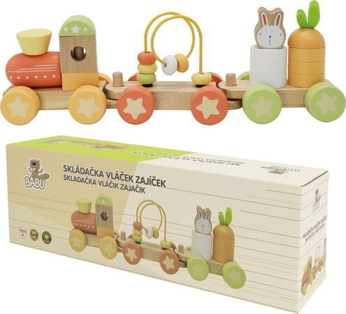 BABU - Skládací vláček se zajíčkem - dvou vagónový