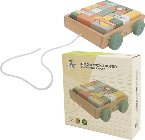 BABU - Tahací vozík s kostkami