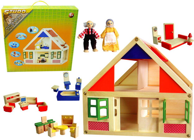 BABU - Domeček pro panenky s příslušenstvím + 2 figurky