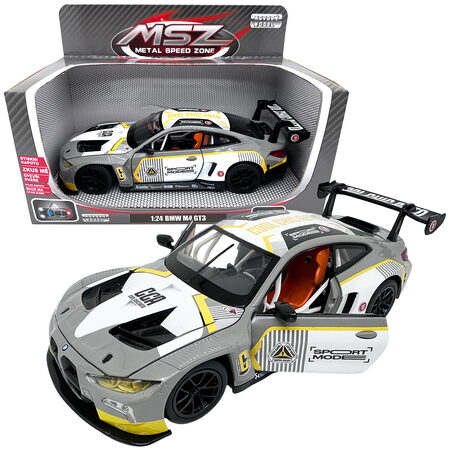 Kovový model - 1:24 BMW M4 GT3 Stříbrně šedá
