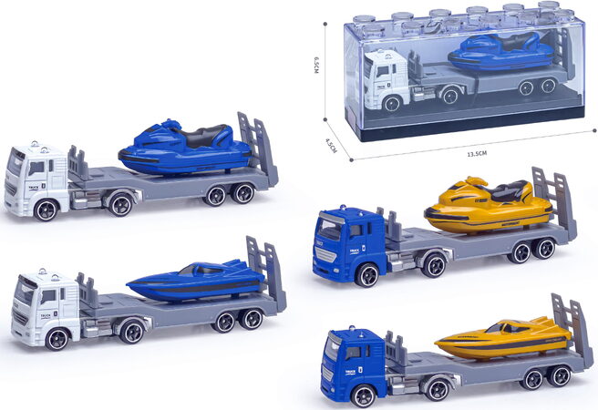 Kovový model kamionu s motorovým člunem 1:64 - více druhů