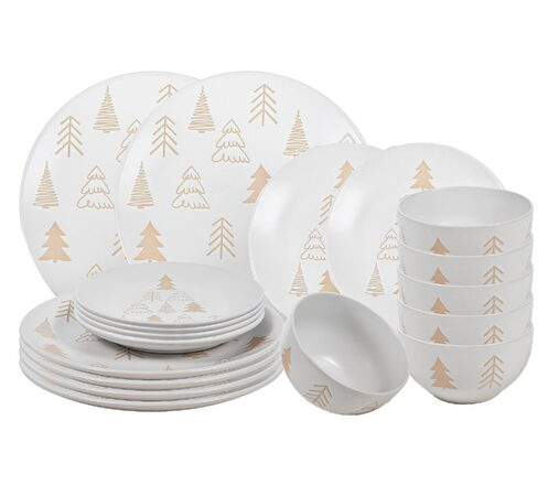HIT Jídelní sada talířů Vánoční 18 ks White Trees HT-23106422