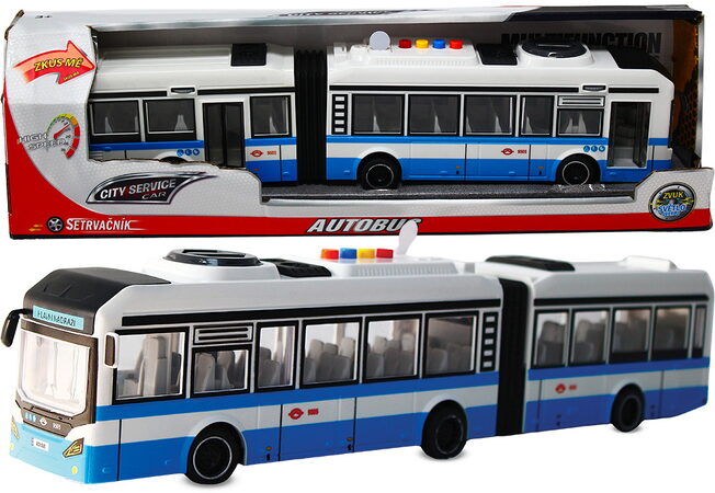 CITY SERVICE CAR - 1:16 Kloubový autobus - modrý na setrvačník se zvuky