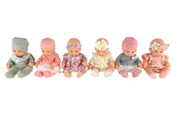 Panenka/miminko plast pevné tělo 26cm mix druhů 6ks v boxu